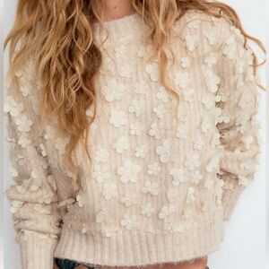 Zara Cream Floral Sweater